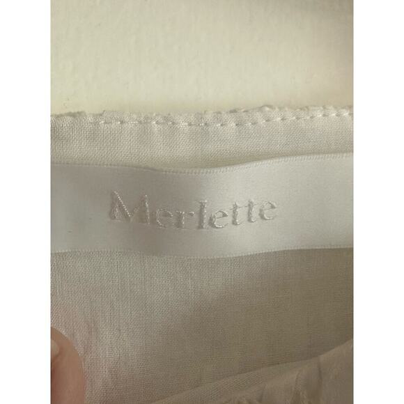 MERLETTE Opheis White Tonal Cream/Ivory Embroidery Smocked Blouse Sz Extra Small - Picture 10 of 10
